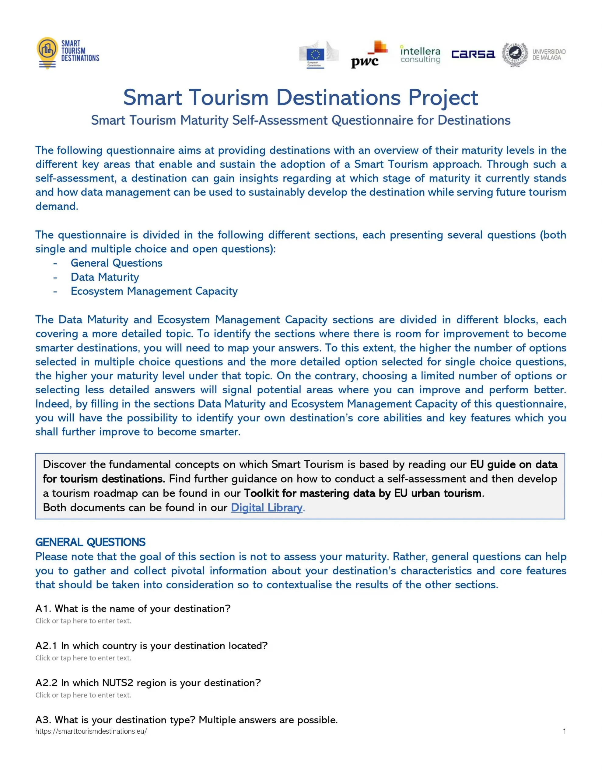 Smart Tourism Destinations_Self assessment questionnaire
